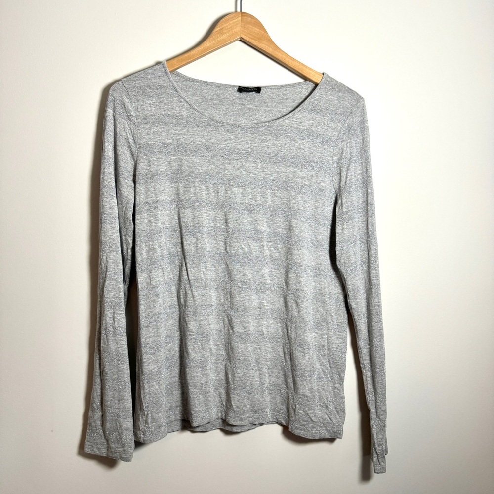 Women’s Medium Talbots Long Sleeve Grey Silver Striped Shirt
